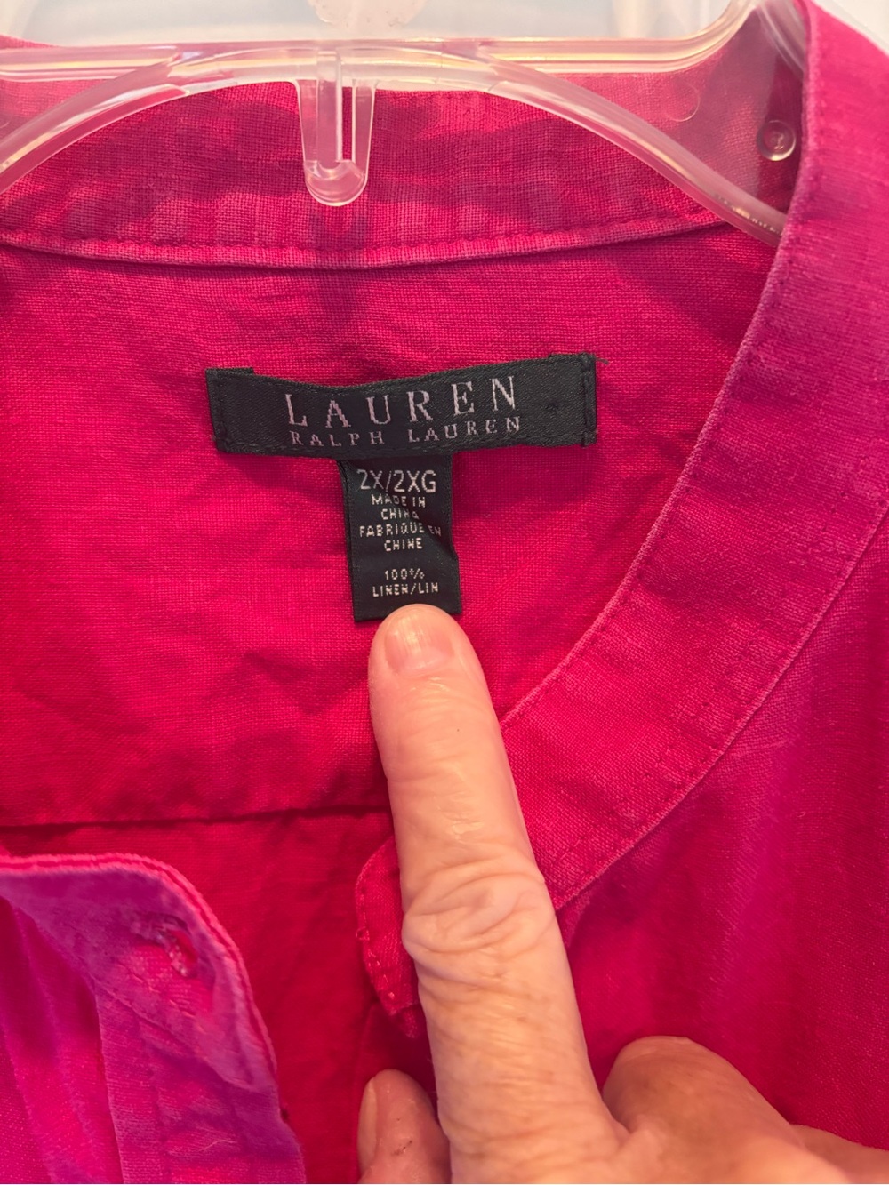 Lauren Ralph Lauren Hot Pink Linen Button-Up Shirt 2X